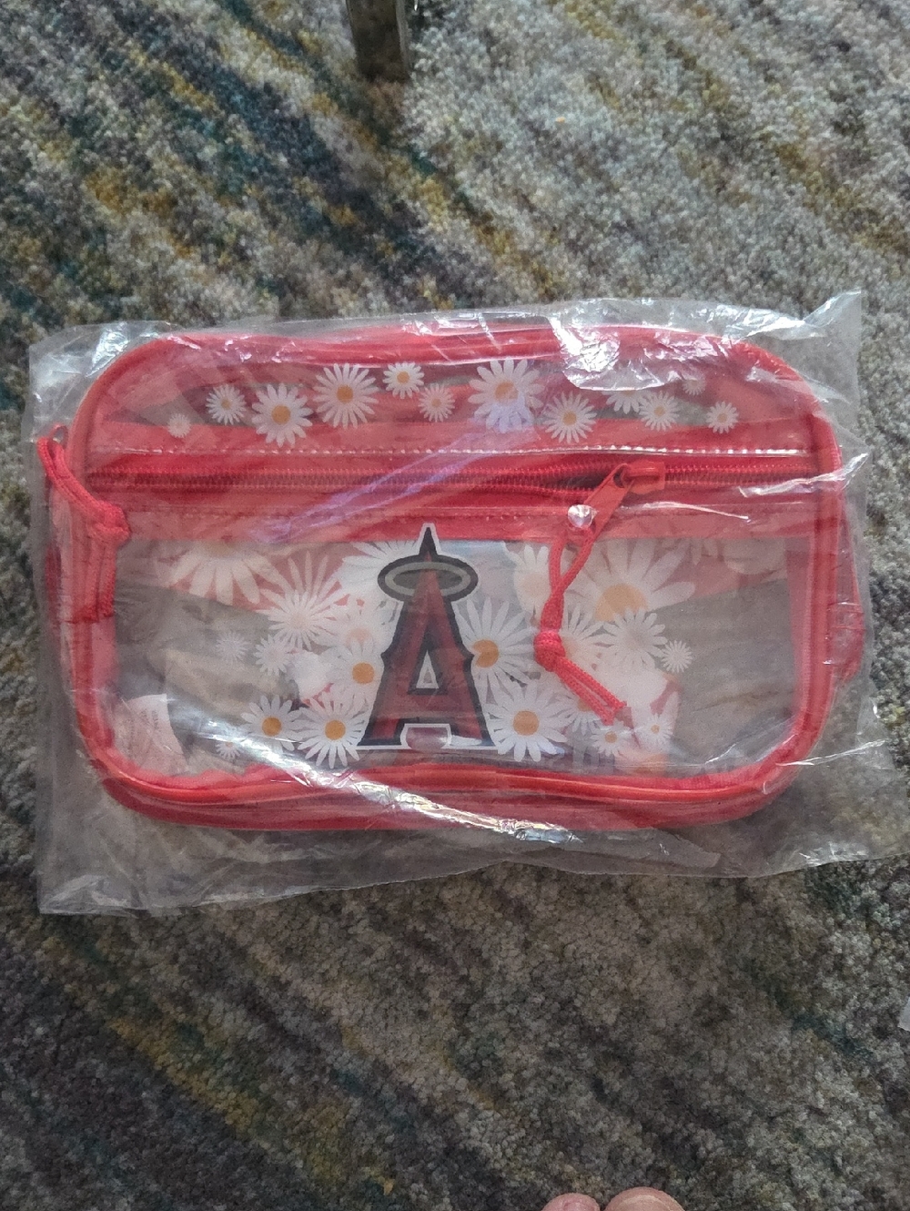 New Angels Baseball LAA MLB Clear Belt Bag with Daises